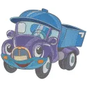 Funny truck embroidery design featuring a whimsical truck motif, perfect for embellishing t-shirts and tote bags.