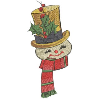 Snowman with scarf and top hat embroidery design - Embroidery Design