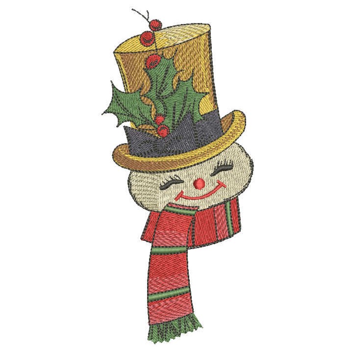 Snowman with scarf and top hat embroidery design - Embroidery Design