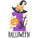 First Halloween embroidery design preview featuring whimsical motifs for festive stitching projects.