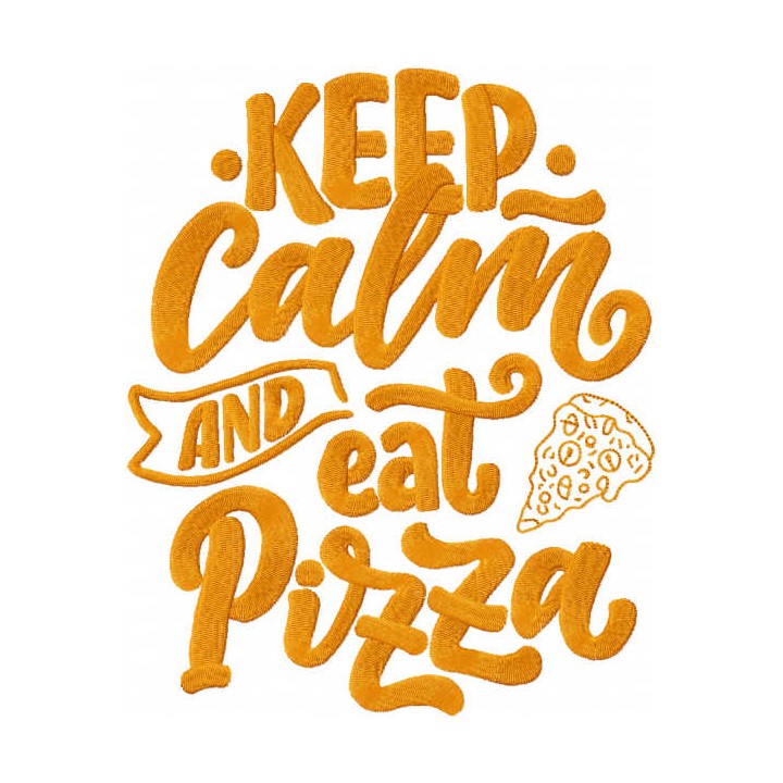 Keep calm and eat pizza embroidery design - Embroidery Design