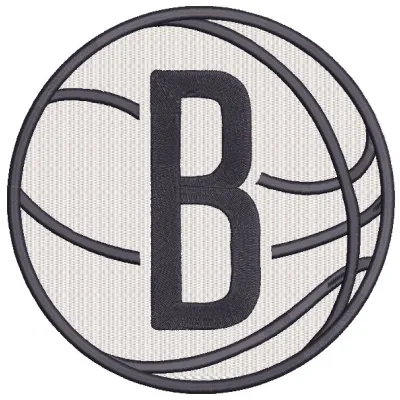 Embroidery design preview of the Brooklyn Nets Alternate Logo 2025, showcasing intricate details for stitching.