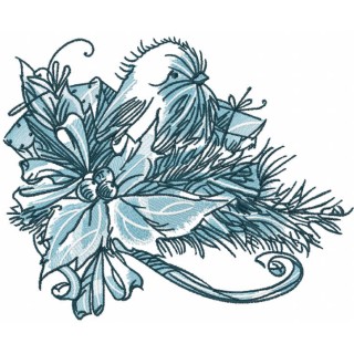 Bullfinch on a branch sketch embroidery design - Embroidery Design