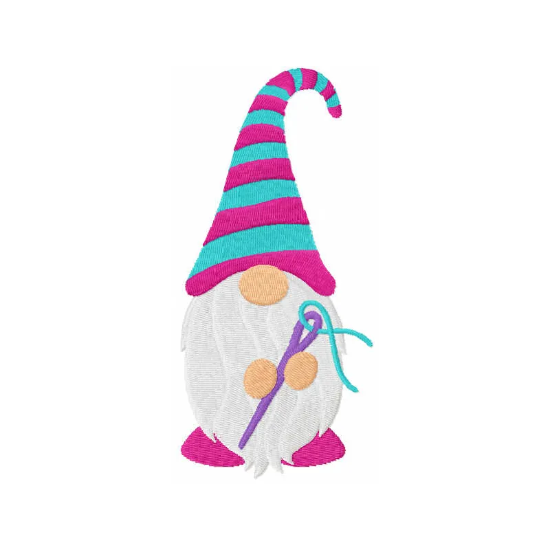 Dwarf with needle embroidery design showcasing a charming gnome figure, ideal for creative stitching projects.