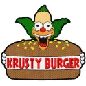 Krusty Burger embroidery design featuring vibrant colors, perfect for stitching on apparel or accessories.