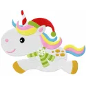 Preview of baby unicorn Santa embroidery design featuring a whimsical unicorn in festive attire.