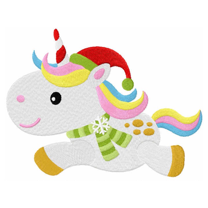 Baby unicorn santa embroidery design - Embroidery Design