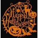 Happy Halloween silhouette embroidery design featuring spooky elements, perfect for festive stitching projects.