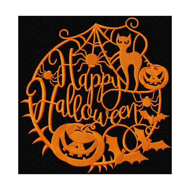 Happy halloween silhouette embroidery design - Embroidery Design