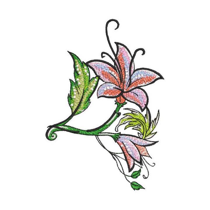 Two lily flowers embroidery design - Embroidery Design