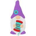 Sewing gnome embroidery design featuring a gnome holding a spool of thread, perfect for creative projects.