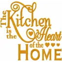 Preview of 'The kitchen is the heart of the home' embroidery design featuring a cozy quote for your kitchen decor.