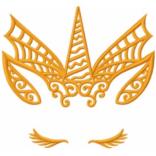 Gold halloween unicorn embroidery design - Embroidery Design