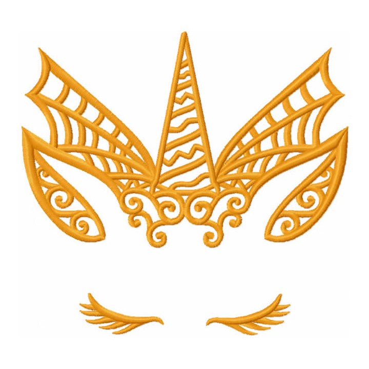 Gold halloween unicorn embroidery design - Embroidery Design