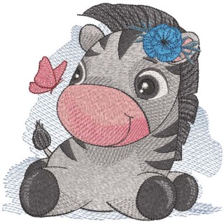 Zebra with butterfly embroidery design - Embroidery Design