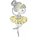 Preview of the My Little Prima embroidery design featuring a graceful ballet dancer, ideal for stitching on apparel and gift…