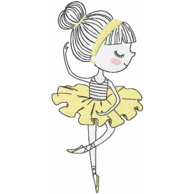 Preview of the My Little Prima embroidery design featuring a graceful ballet dancer, ideal for stitching on apparel and gift…