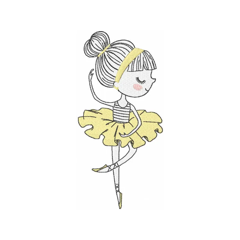 Preview of the My Little Prima embroidery design featuring a graceful ballet dancer, ideal for stitching on apparel and gift…