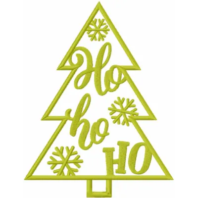 Preview of Christmas tree ho ho ho embroidery design, showcasing festive stitching patterns for holiday projects.