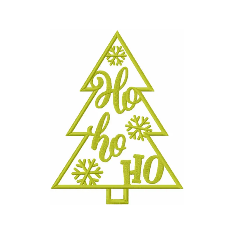 Preview of Christmas tree ho ho ho embroidery design, showcasing festive stitching patterns for holiday projects.