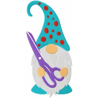 Sewing gnome with scissors embroidery design - Embroidery Design