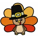 Little turkey embroidery design showcasing a charming autumn motif perfect for seasonal projects.