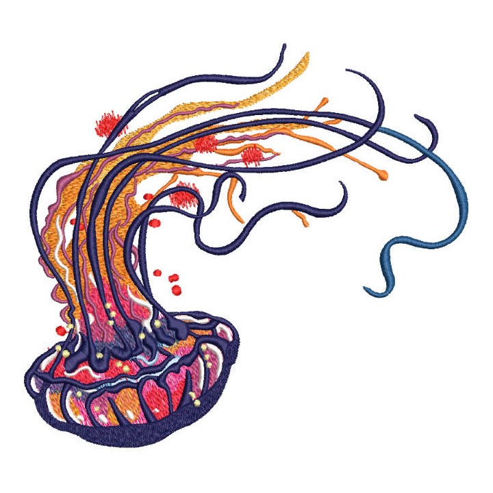 Rainbow jellyfish embroidery design - Embroidery Design