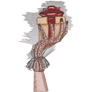 Hand with gift embroidery design - Embroidery Design