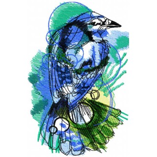 Sparrow watercolor style embroidery design - Embroidery Design