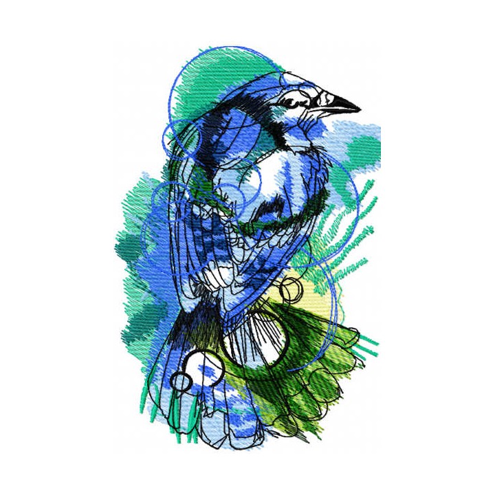 Sparrow watercolor style embroidery design - Embroidery Design