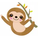 Autumn sloth embroidery design featuring a cute sloth surrounded by colorful fall leaves.