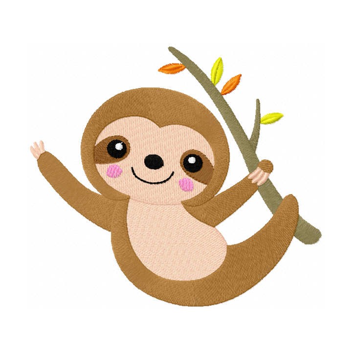 Autumn sloth embroidery design - Embroidery Design