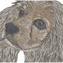 Grey spaniel muzzle embroidery design showcasing intricate details for dog lovers and crafters.