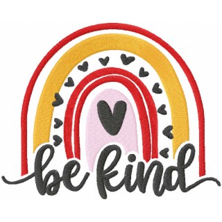Boho rainbow be kind embroidery design - Embroidery Design