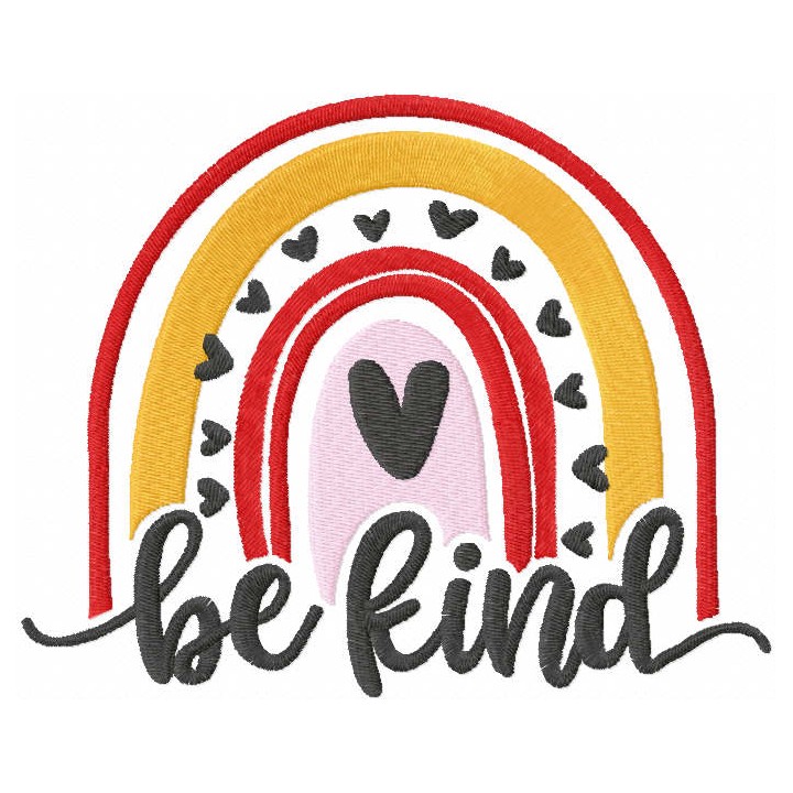 Boho rainbow be kind embroidery design - Embroidery Design