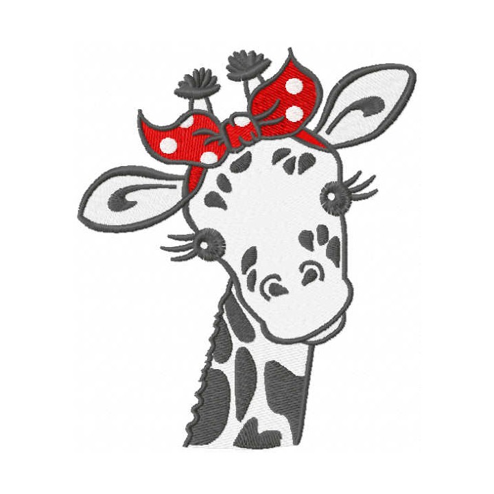 Gifaffe with red bandana embroidery design - Embroidery Design