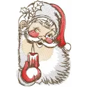 Tattered Santa Claus holding a lantern embroidery design, perfect for festive stitching projects on various items.