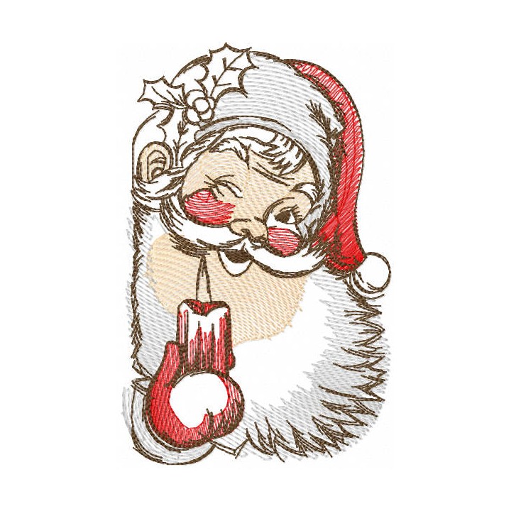 Tattered Santa Claus with lantern embroidery design - Embroidery Design