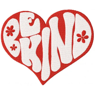 Be kind embroidery design showcasing a heartfelt message, perfect for Valentine's Day projects and gifts.