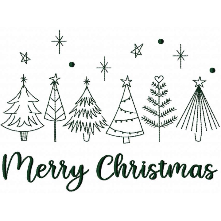 Christmas trees sketch embroidery design - Embroidery Design