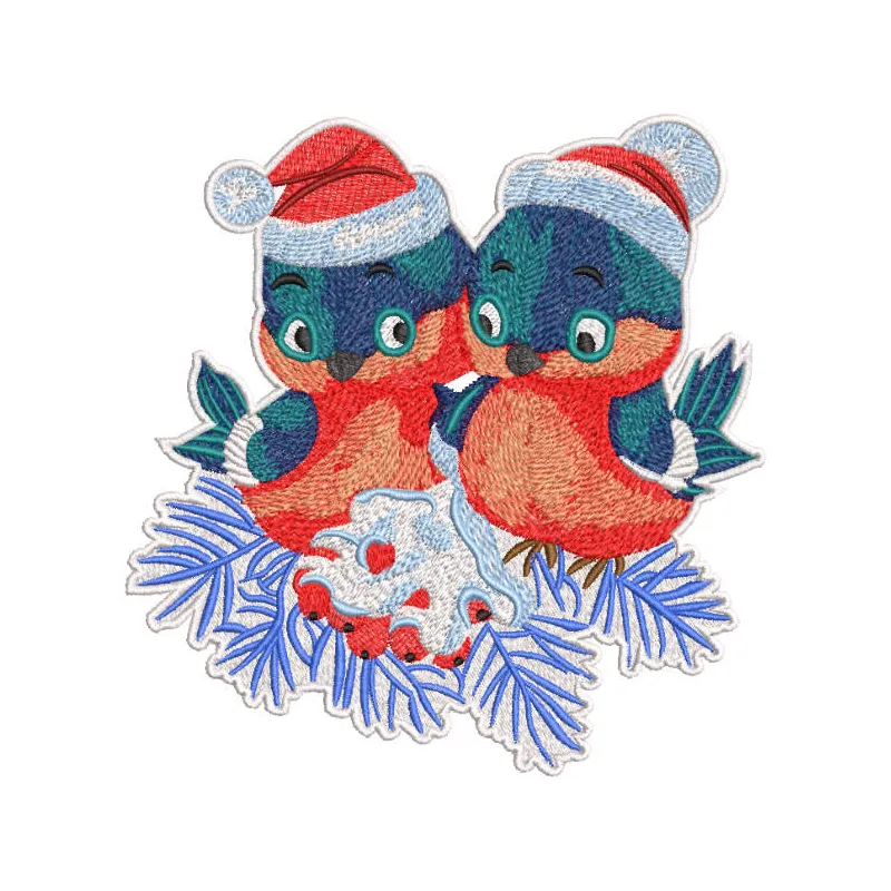 Preview of a two Christmas birds embroidery design featuring festive motifs ideal for holiday stitching projects.