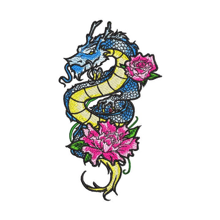 Dragon lily embroidery design - Embroidery Design
