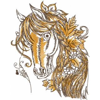 Tattered autumn horse embroidery design - Embroidery Design