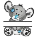 Koala split embroidery design showcasing a cute koala motif, ideal for stitching on t-shirts or tote bags.
