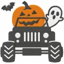 Preview of Pumpkin Monster Truck embroidery design, a fun Halloween-themed stitching pattern for festive projects.