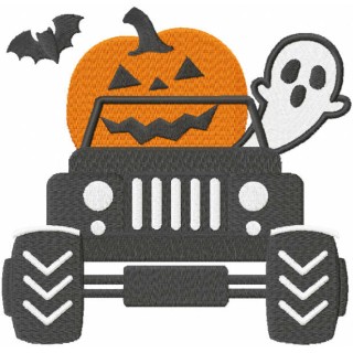 Pumpkin Monster Truck embroidery design - Embroidery Design