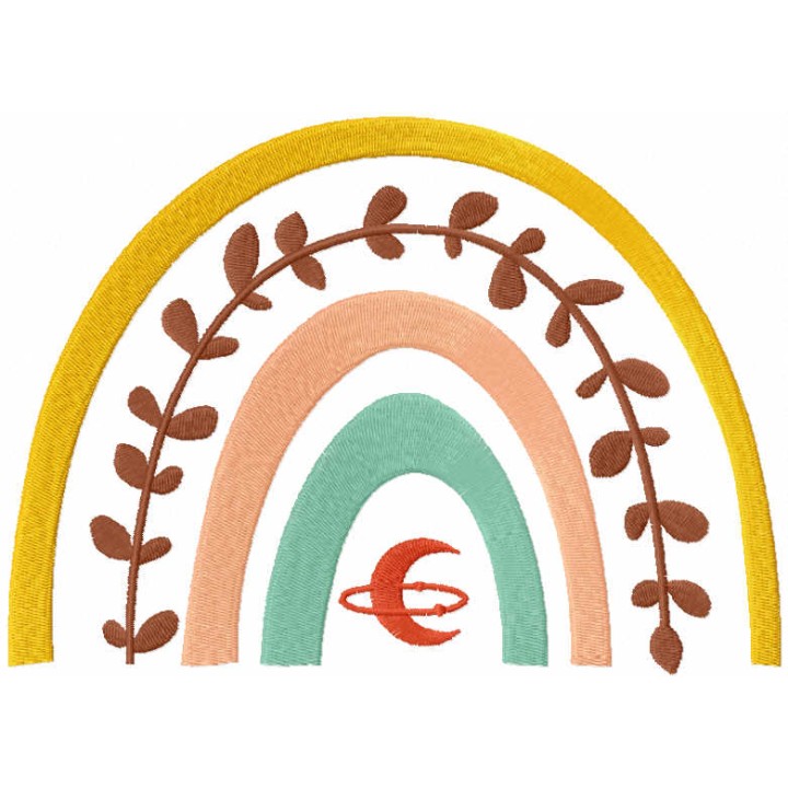 Boho rainbow moon embroidery design - Embroidery Design