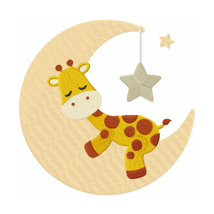 Giraffe sleeping on the moon embroidery design - Embroidery Design
