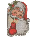 Santa with candle embroidery design showcasing a festive Santa Claus motif for holiday stitching projects.