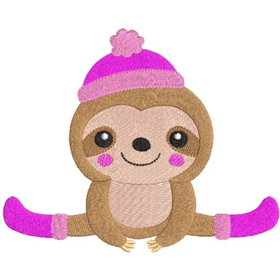 Koala autumn sport embroidery design featuring a playful koala surrounded by autumn leaves, perfect for various projects.